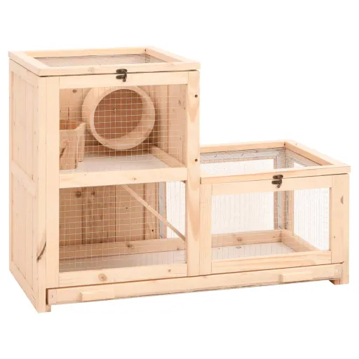 Gaiola para Hamster 81x40x60 cm Madeira de Abeto Maciça