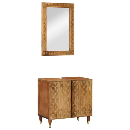 Conj. Móveis p/ Casa de Banho Madeira Mangueira Maciça (2 pcs)