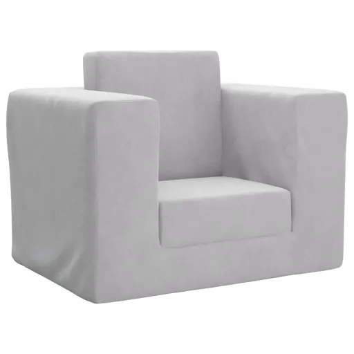 Sofá-Cama Infantil Pelúcia Macia Cinzento-Claro