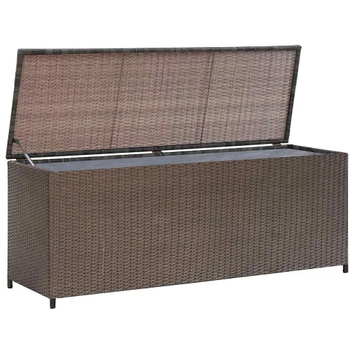 Caixa de Arrumação para Jardim 120x50x60 cm Vime PE Castanho