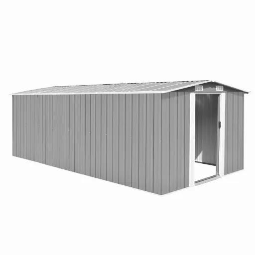 Abrigo de Jardim 257x489x181 cm Metal Cinzento