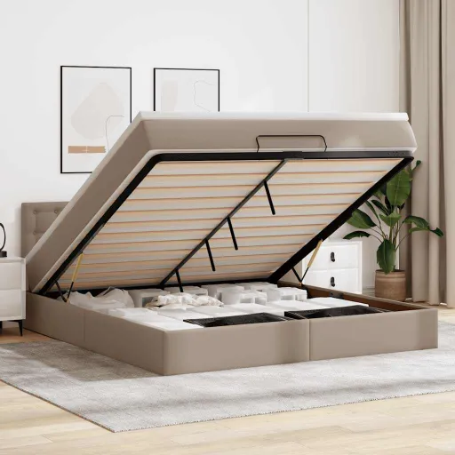 Estrutura de Cama Otomana com Colchão Cappucino 160x200 cm