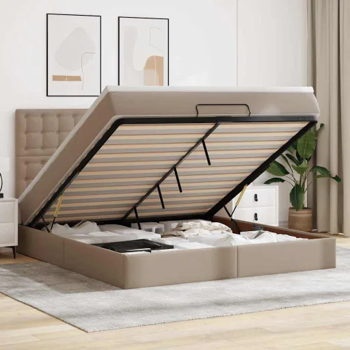 Estrutura de Cama Otomana com Colchão Cappucino 160x200 cm