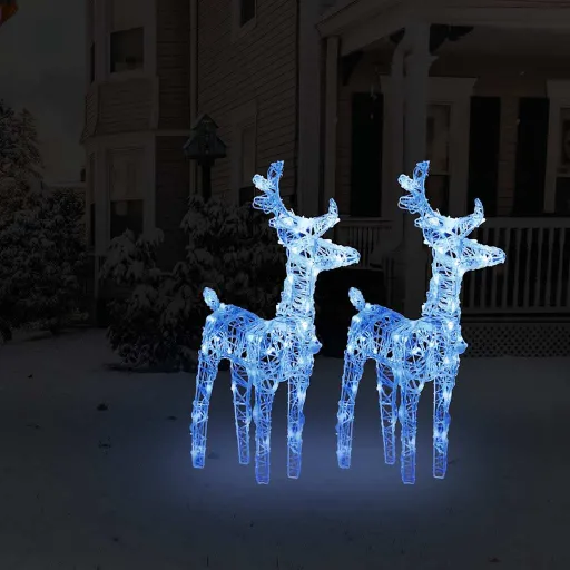 Renas de Natal   80 Luzes LED Acrílico Azul (2 pcs)