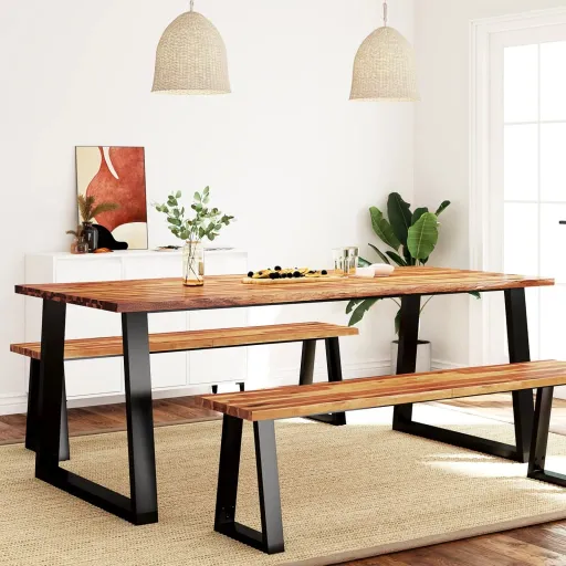 Mesa de Jantar c/ Bordas Vivas 200x90x75 cm Acácia Maciça