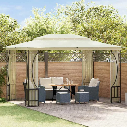 Gazebo com Redes 300x400x265 cm Creme