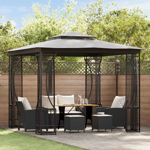 Gazebo com Redes 300x300x265 cm Antracite