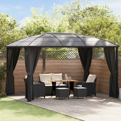 Gazebo com Cortinas 400x300x265 cm Antracite