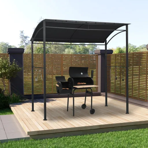 Gazebo de Churrasco 215x150x220 cm Aço Antracite