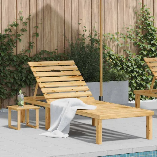 Espreguiçadeira de Jardim com Mesa Madeira de Pinho Impregnada