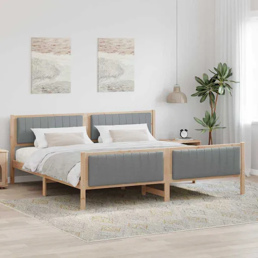 Estrutura da Cama Marrom e Cinza Claro 200 x 200 cm