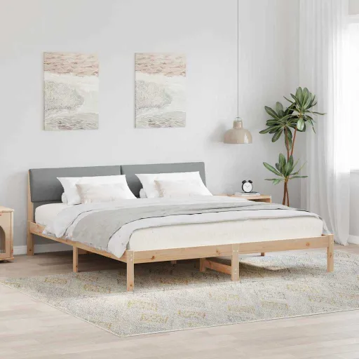 Estrutura da Cama Marrom e Cinza Claro 200 x 200 cm