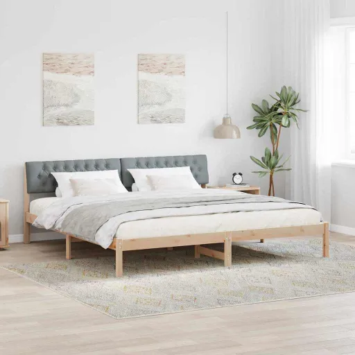 Estrutura da Cama Marrom e Cinza Claro 200 x 200 cm