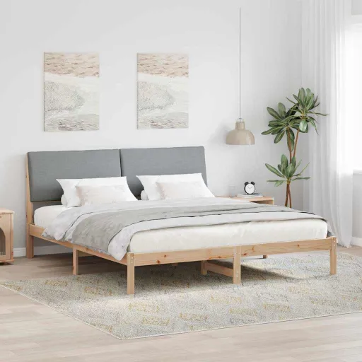 Estrutura da Cama Marrom e Cinza Claro 200 x 200 cm
