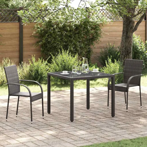 Cadeiras de Exterior Empilháveis   Vime PE Castanho (2 pcs)
