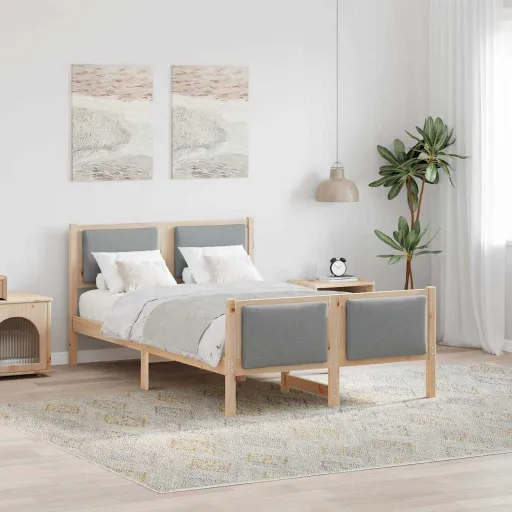 Estrutura da Cama Cinzento-Claro 120 x 200 cm Tecido