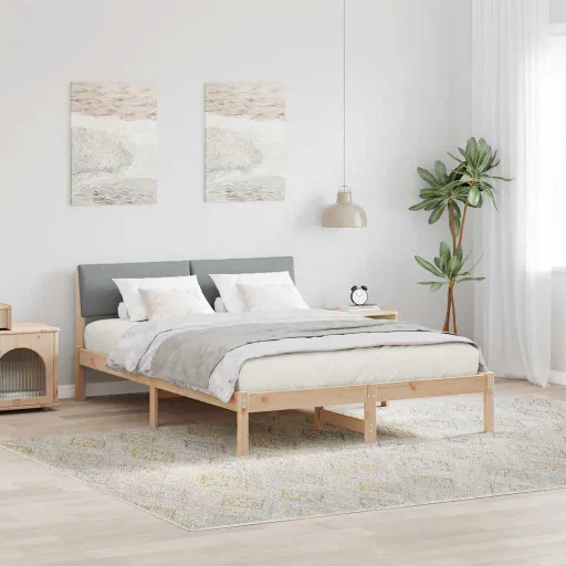 Estrutura da Cama Marrom e Cinza Claro 160 x 200 cm