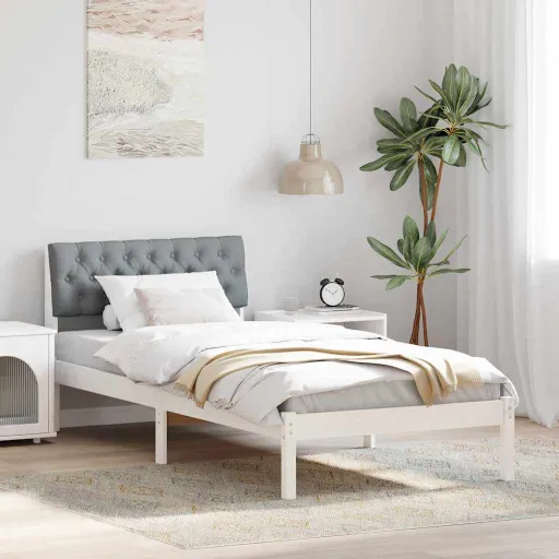 Estrutura da Cama Branco e Cinza Claro 90 x 200 cm