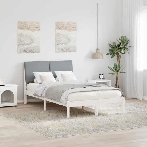 Estrutura da Cama Branco e Cinza Claro 120 x 190 cm