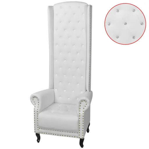 Poltrona de Costas Altas Couro Artificial Branco