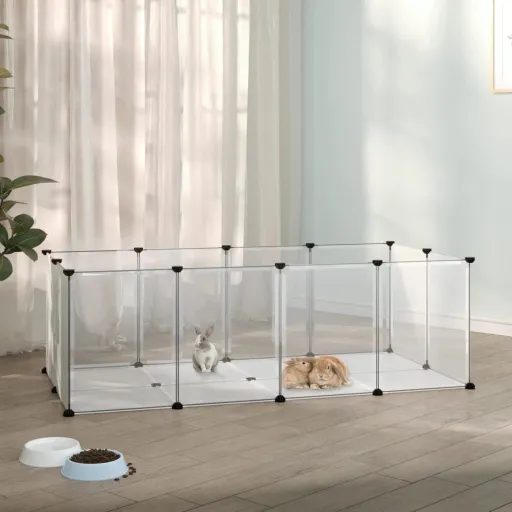 Gaiola p/ Animais Pequenos 144x74x46,5cm PP e Aço Transparente