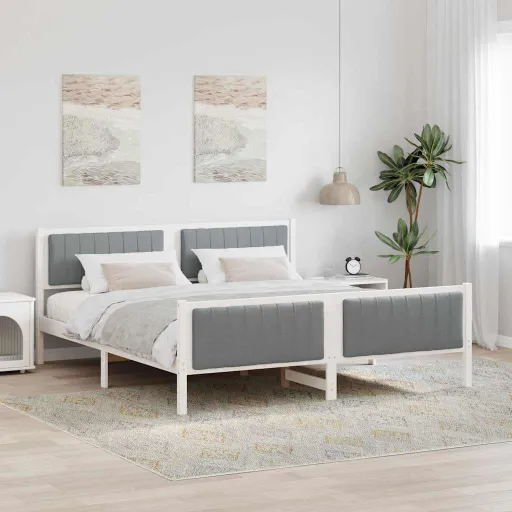 Estrutura da Cama Branco e Cinza Claro 180 x 200 cm