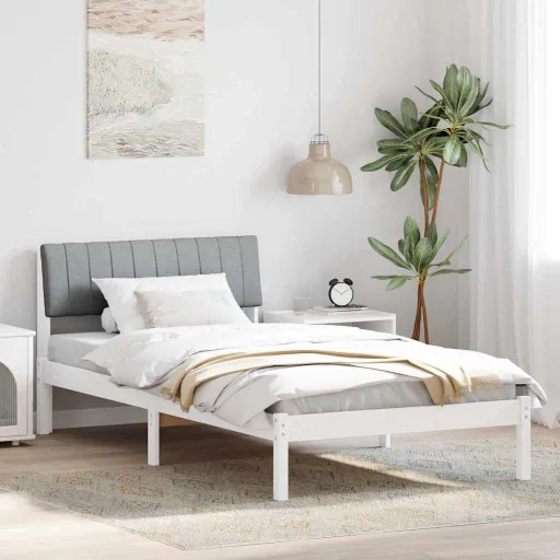 Estrutura da Cama Branco e Cinza Claro 100 x 200 cm