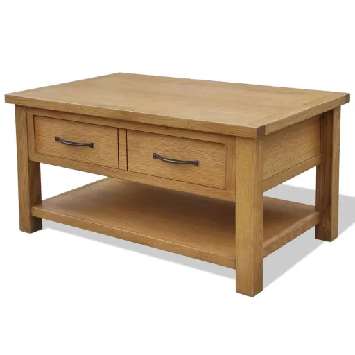 Mesa de Centro 88x53x45 cm Madeira Carvalho Maciça