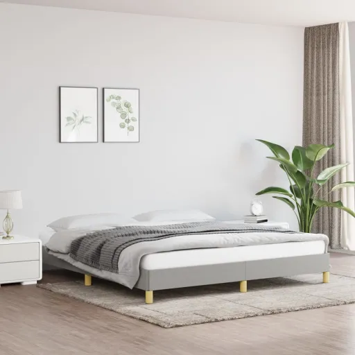 Estrutura de Cama Sem Colchão Cinzento-Claro 180x200cm Tecido