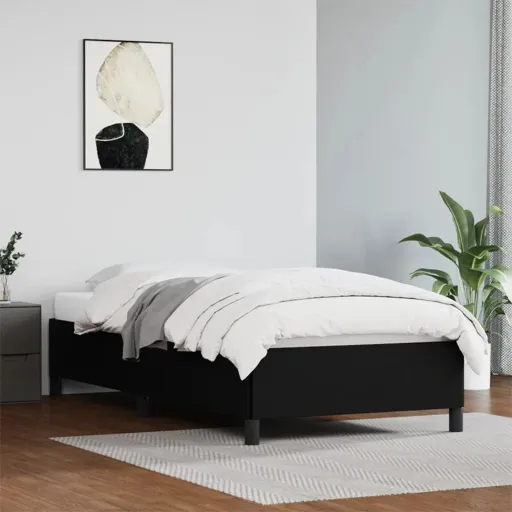 Estrutura de Cama de Solteiro 90x190 cm Couro Artificial Preto