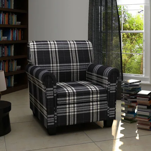 Poltrona com Almofadão Tecido Preto