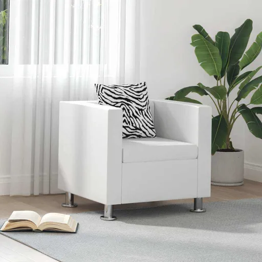 Poltrona em Couro Artificial Branco