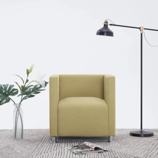Poltrona em Forma de Cubo Tecido Verde