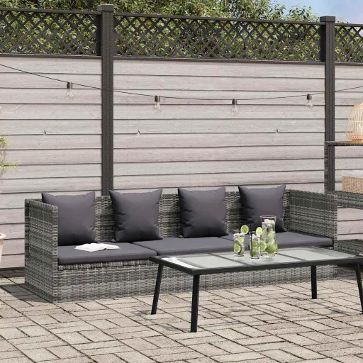 Espreguiçadeira de Jardim 200x60 cm Vime PE Cinzento