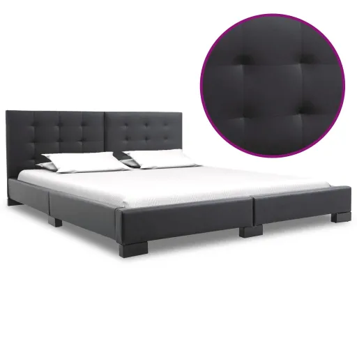 Estrutura de Cama Sem Colchão em Couro Sintético Preto 200x160 cm