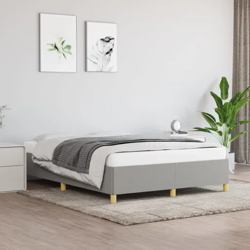 Estrutura de Cama Sem Colchão Cinza Claro 135x190cm Tecido