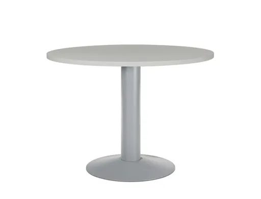 Mesa de Reuniao Rocada Meeting 3005at02 Estrutura Coluna Aco Cinza Tabuleiro em Madeira Cinza 100 cm Diametro
