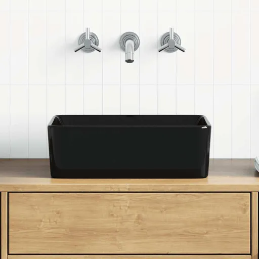 Lavatório 40x30x13 cm Cerâmica Preto