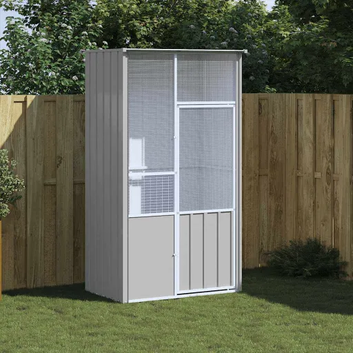 Gaiola p/ Pássaros 115x78x200 cm Aço Galvanizado Cinzento