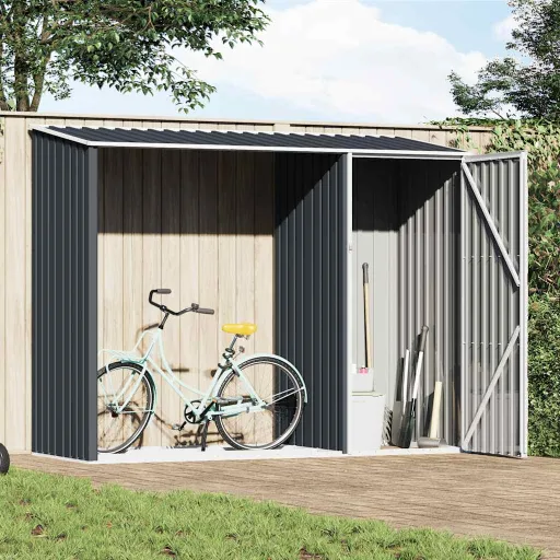 Abrigo de Lenha Jardim 245x98x159cm Aço Galvanizado Antracite