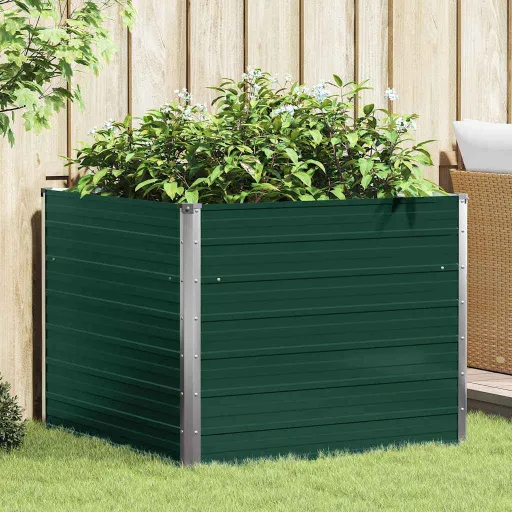 Canteiro Jardim Elevado 100x100x77cm Aço Galvanizado Verde
