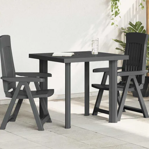 Mesa de Jardim 80x75x72 cm Plástico Antracite