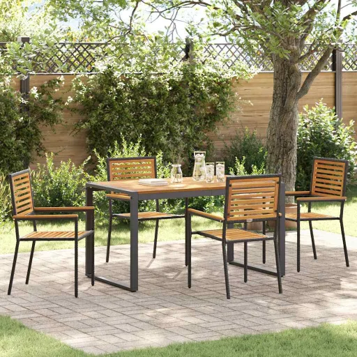 Conjunto de Jantar para Jardim   Preto e Marrom Vime PE (5 pcs)