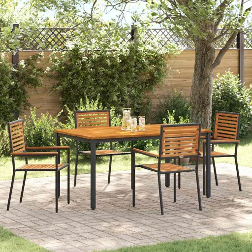 Conjunto de Jantar para Jardim   Preto e Marrom Vime PE (5 pcs)