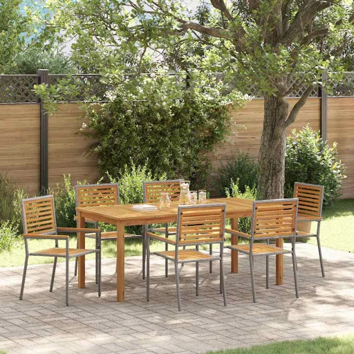 Conjunto de Jantar para Jardim   Cinzeto (7 pcs)