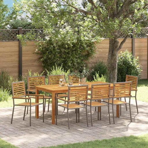 Conjunto de Jantar para Jardim   Cinzeto (9 pcs)
