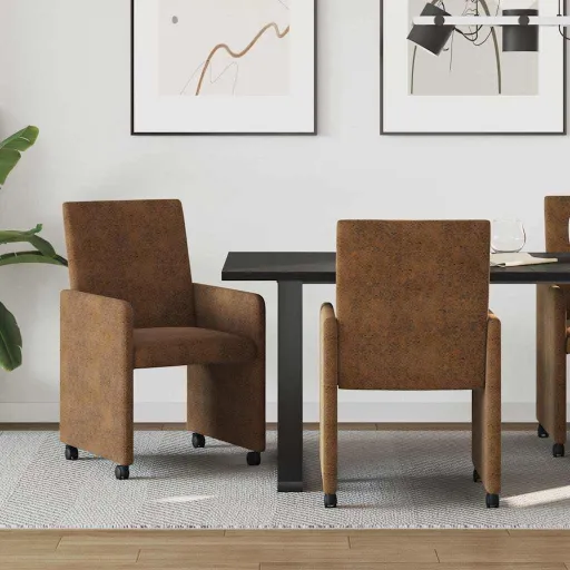 Cadeiras de Jantar com Rodas   Castanho 57 x 66 x 94 cm (2 pcs)