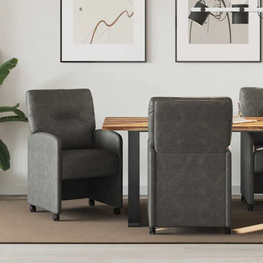 Cadeiras de Jantar com Rodas   Preto 57 x 67 x 95 cm (2 pcs)