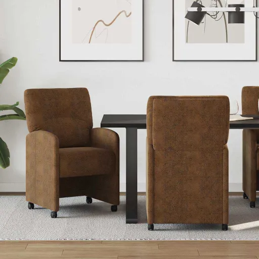 Cadeiras de Jantar com Rodas   Castanho 57 x 67 x 95 cm (2 pcs)