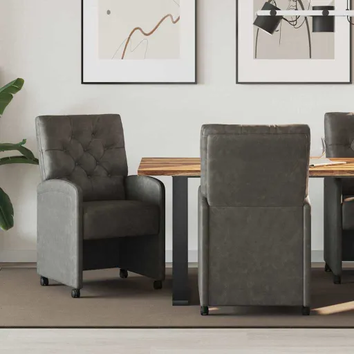 Cadeiras de Jantar com Rodas   Preto 58 x 67 x 97 cm (2 pcs)